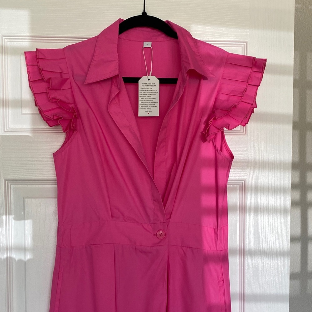 Pink Ruffled Sleeve Dress